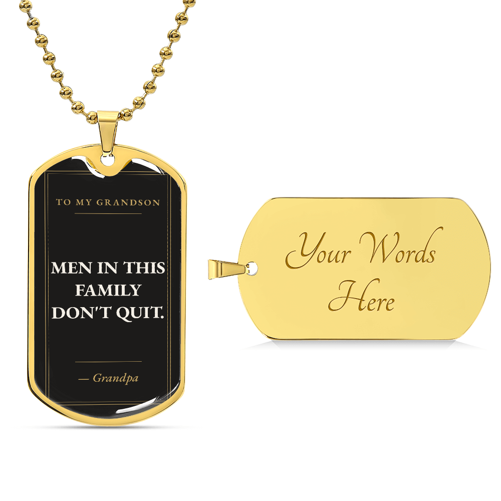 Gold Grandson dog tag front and back with custom engraving option