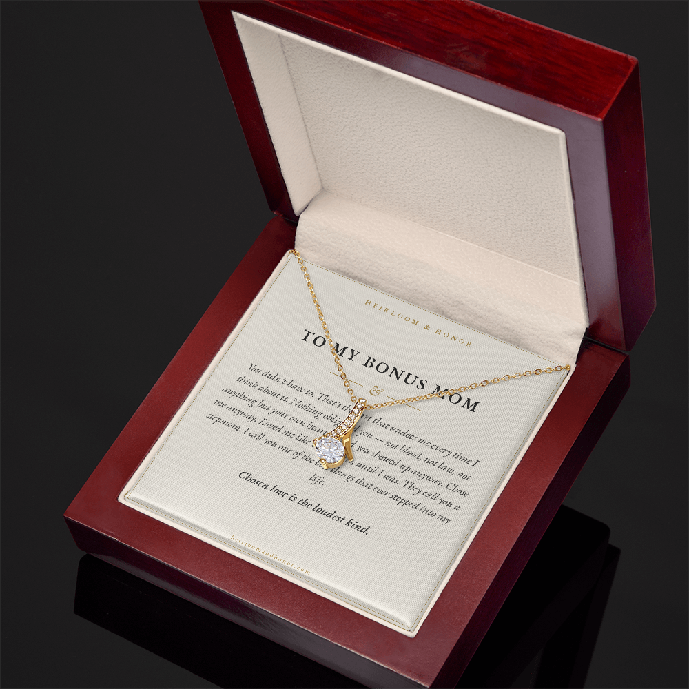To My Bonus Mom — Alluring Beauty Necklace with 'You Didn't Have To' Message Card