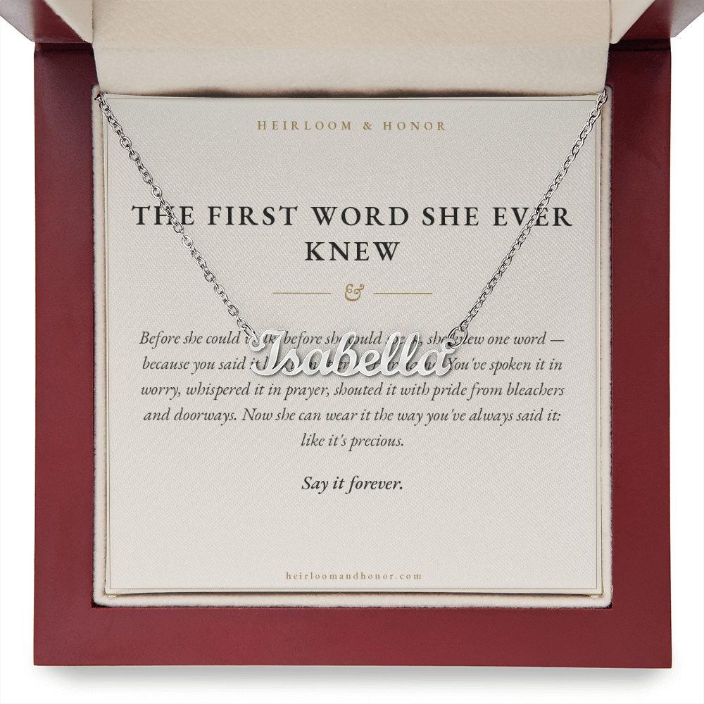Custom Name Necklace — Personalized Gift with 'Say It Forever' Message Card