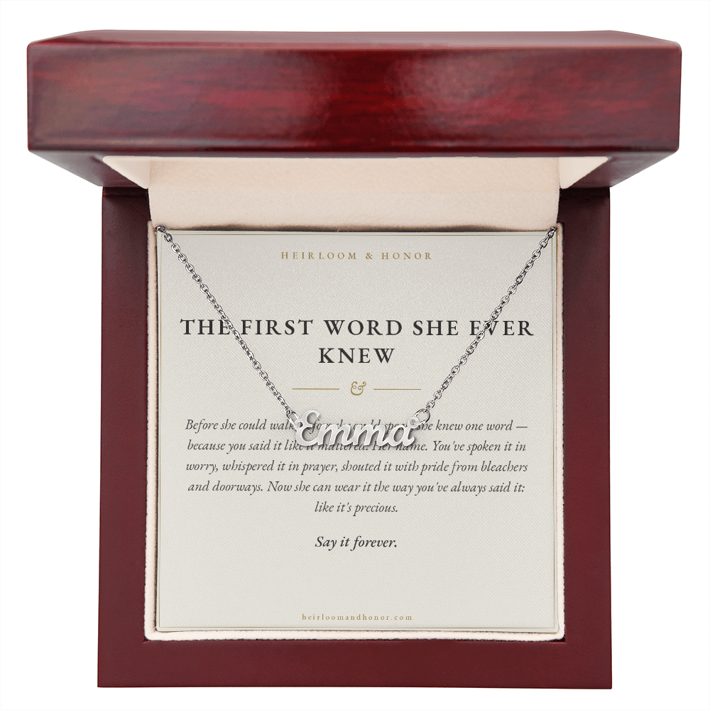 Custom Name Necklace — Personalized Gift with 'Say It Forever' Message Card