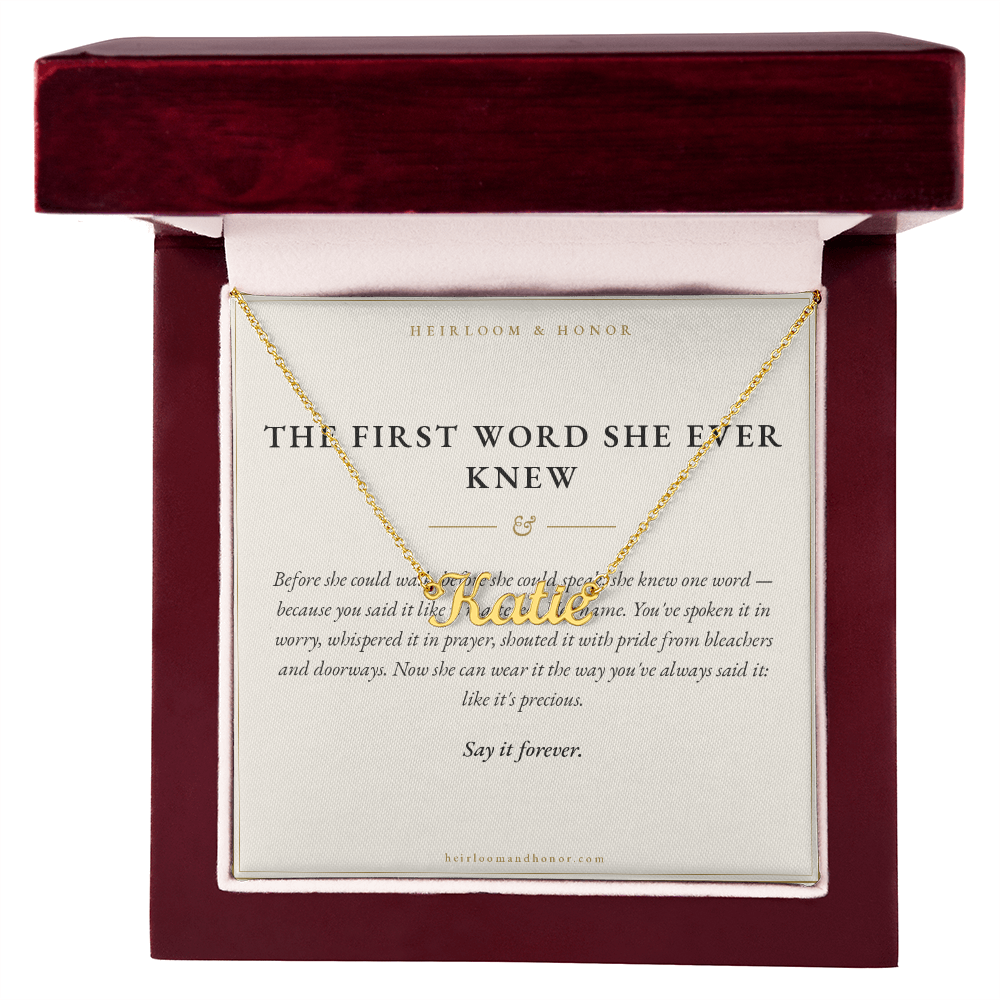 Custom Name Necklace — Personalized Gift with 'Say It Forever' Message Card